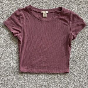Bozzolo Mauve Ribbed Crop Top